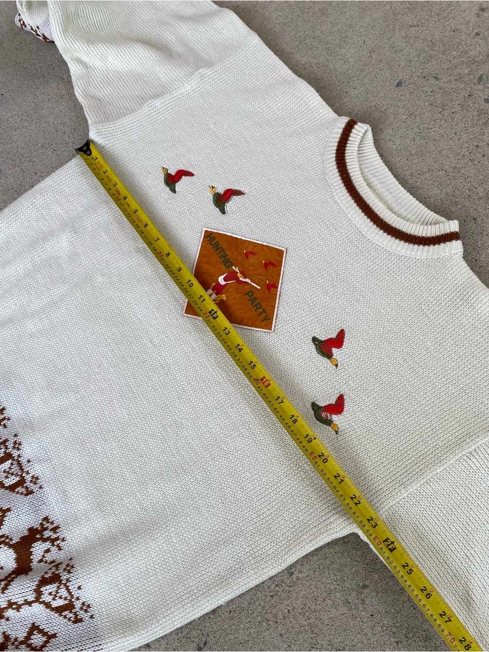 Vintage 90s Cream Hunting Knit Sweater - Picture 6 of 7